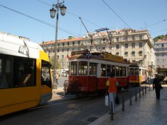 Stau am Praça da Figueira. Ein zweites Gleis wäre kein Luxus