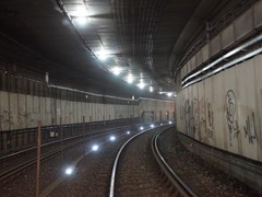 Die Kurve die auf die Station Hauptwache folgt, Richtung Südbahnhof