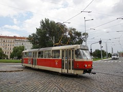 Dieser Tatra T3R.P solo möchte nicht über die Mánesuv Most