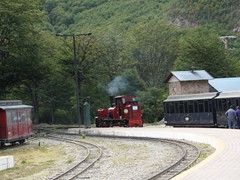 ...und setzt sich wieder vor den Zug.