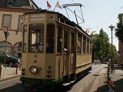 Der älteste Museumswagen ist Wagen 93 Bj. 1929 Typ T2 2xTwZR. Hier am Gautor 