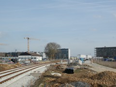 Das Ende der Steigungsstrecke. Blick Richtung Riedbergzentrum