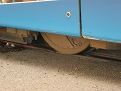 Details einer Überfahrt der Weiche mit S-Wagen 232