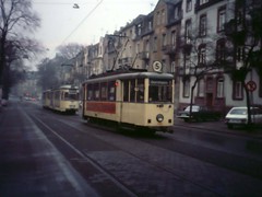 K-Wagen 492 auf der Linie 5 in der Prüflingschleife. Normalerweise waren J Wagen Solo auf der 5 unterwegs