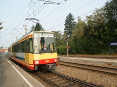 Dieser Einrichtungszug endet in Ettlingen Albgaubad....